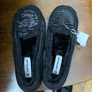 NWT black sparkle moccasins